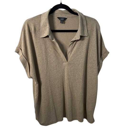 Banana Republic Collared Jersey Top – Taupe (Size L) | Effortlessly Polished! - Picture 1 of 7